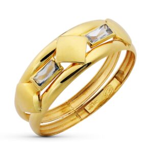 18K SORTIJA 2 HILOS Y PIEDRAS RECTANGULARES.