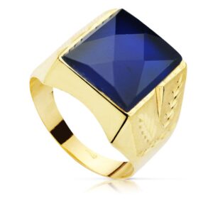 18K SELLO ORO AMARILLO CABALLERO ZAFIRO SPINELTALLADO