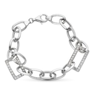 18K PULSERA ORO BLANCO CON CIRCONITAS 19 CM