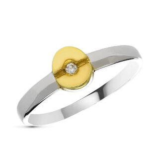 18K SORTIJA ORO BICOLOR DIAMANTE 0.020 QTS.