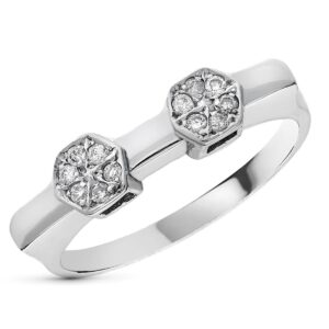18K SORTIJA ORO BLANCO DIAMANTES TALLA BRILLANTE 0.15 QTS.