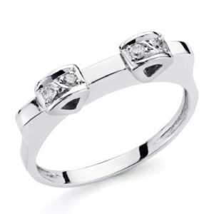 18K SORTIJA ORO BLANCO DIAMANTES TALLA BRILLANTE 0.10 QTS.