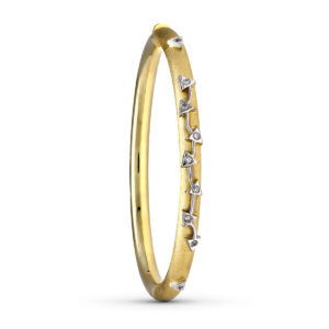 18K PULSERA MEDIA CAÑA ORO BICOLOR CON PIEDRAS