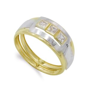 18K SORTIJA BICOLOR CUERPO 4 MM CIRCONITAS