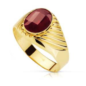 18K SELLO PIEDRA OVAL RUBI SPINEL 10X8 MM