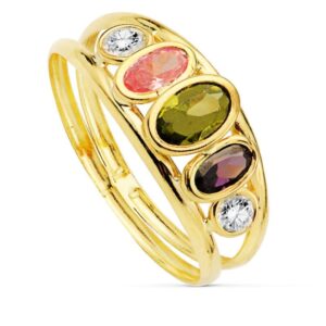 9K SORTIJA ORO AMARILLO PIEDRAS Y CIRCONITAS
