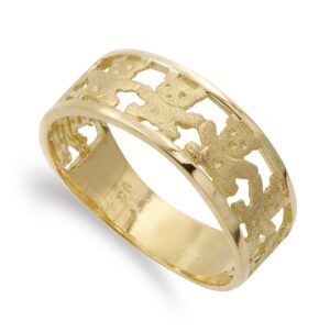 18K SORTIJA ORO AMARILLO OSO S MATE Y BRILLO ANCHO 8 MM
