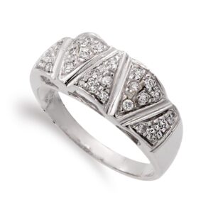 18K SORTIJA ORO BLANCO MOTIVOS CON CIRCONITAS 18 MM CUERPO 3 MM