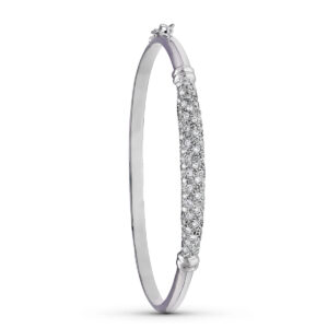 18KT PULSERA ORO BLANCO MEDIA CAÑA CIRCONITAS