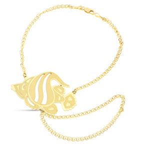 18K PULSERA ORO AMARILLO INDIA CON PEZ LASER MATIZADO.