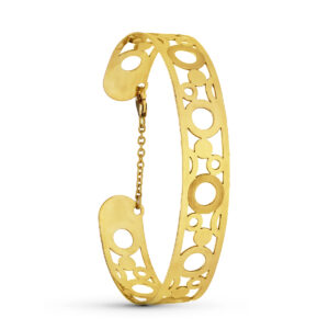 18K PULSERA ORO AMARILLO RIGIDA CIRCULOS LASER. 12 MM