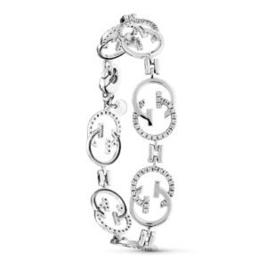 18K PULSERA ORO BLANCO CON CIRCONITAS 19 CM
