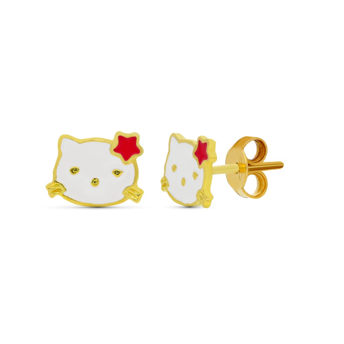 18K PENDIENTES ORO AMARILLO BUHO. 8X6 MM