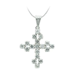 18K CRUZ ORO BLANCO CON CIRCONITAS 25X20 MM