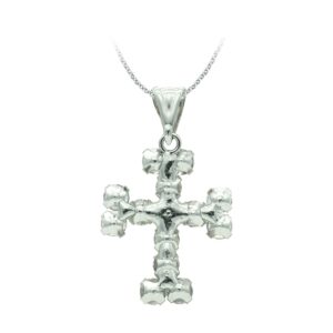18K CRUZ ORO BLANCO CON CIRCONITAS 20X15 MM