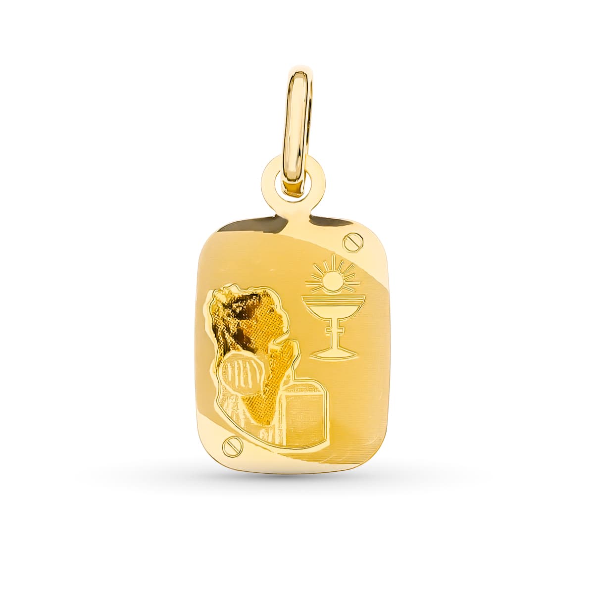 18K MEDALLA ORO AMARILLO ESMALTADA CAPILLA 20X12 MM – Comunión e infantil