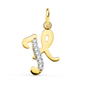 18K COLGANTE ORO BICOLOR LETRA H CIRCONITAS 15 X 10 MM