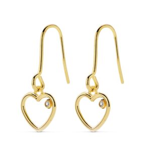 18K PENDIENTES CORAZON CIRCONITAS 20X9 MM