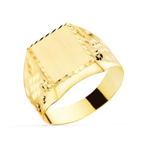 18K SELLO ORO AMARILLO CADETE HUECO CON TALLADOS ZONA GRABADO 10X9 MM