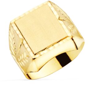 18K SELLO ORO AMARILLO CABALLERO TALLADO HUECO 18X16 MM