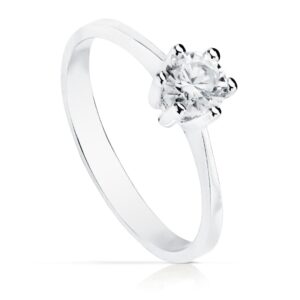 18K SOLITARIO ORO BLANCO CIRCONITA 5 MM