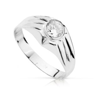 18K SOLITARIO CADETE ORO BLANCO 5 MM