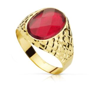 18K SELLO PIEDRA OVAL RUBI SPINEL 14X10 MM