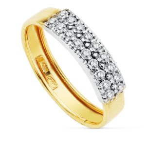 18K SORTIJA BICOLOR DOBLE FILA CIRCONITAS