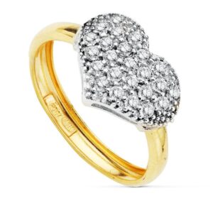 18K SORTIJA BICOLOR CORAZON CIRCONITAS