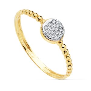 18K SORTIJA BICOLOR CIRCONITAS REDONDO 5 MM