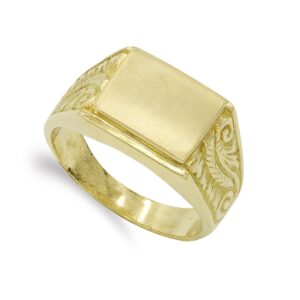 18K SELLO ORO AMARILLO CABALLERO CABEZA RECTANGULAR