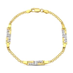18K PULSERA ORO BICOLOR JUEGO DE COMUNION ESTERILLA Y CIRCONITAS