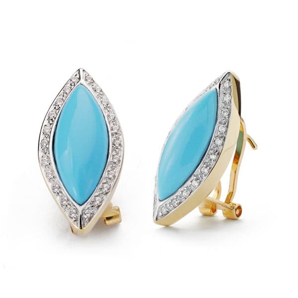 18K PENDIENTES TURQUESA BICOLOR 24X11 MM
