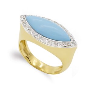 18K SORTIJA ORO AMARILLO TURQUESA Y CIRCONITAS