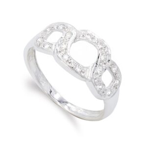 18K SORTIJA ORO BLANCO Y CIRCONITAS