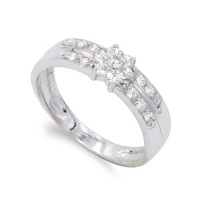 18K SORTIJA ORO BLANCO Y CIRCONITAS