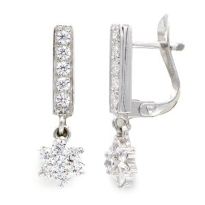 18K PENDIENTES ORO BLANCO LARGOS CIRCONITAS