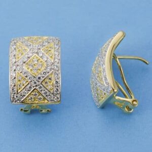 18K PENDIENTES BICOLOR CIRCONITAS 17X12 M