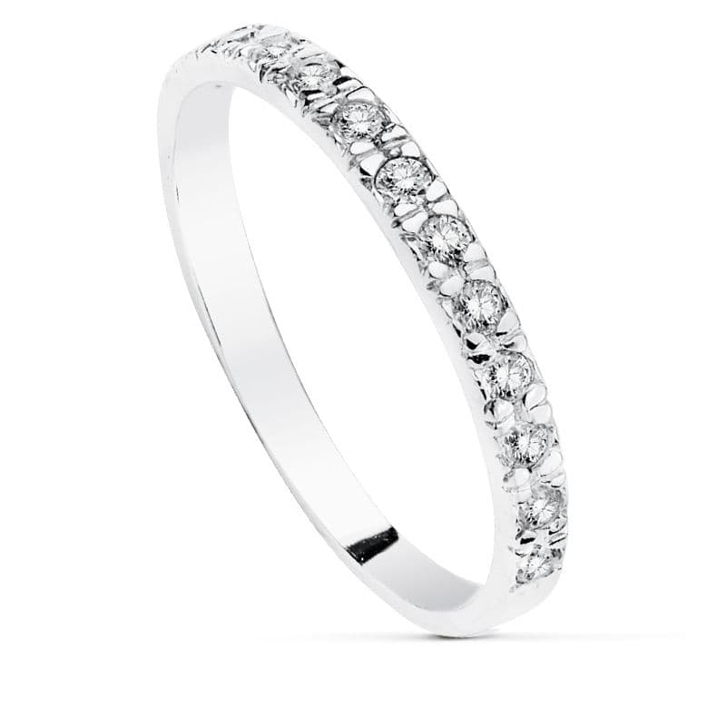 18K SORTIJA ORO BLANCO CIRCONITAS 2 MM