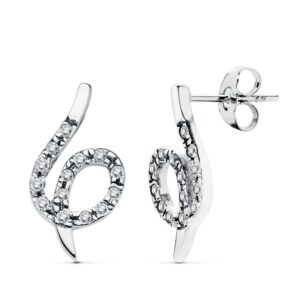 18K PENDIENTES ORO BLANCO CIRCONITAS 20X10 MM