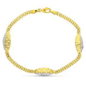 18K PULSERA ORO BICOLOR COMUNION CIRCONITAS 17 CM