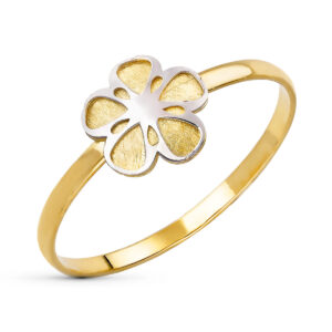 18K SORTIJA ORO BICOLOR MARGARITA FLOR ANCHO TOTAL 8 MM