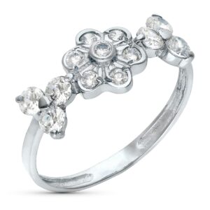 18K SORTIJA ORO BLANCO JUEGO NOVIA CIRCONITAS ANCHO 7 MM
