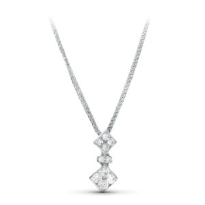 18K GARGANTILLA ORO BLANCO 45 CM JUEGO NOVIA MOTIVO ROMBO 16X7 MM