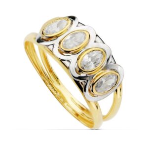 18K SORTIJA PIEDRAS OVAL BICOLOR