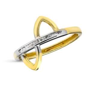 18K SORTIJA ORO BICOLOR COMUNION CIRCONITAS ANCHO 13 MM