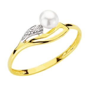 18K SORTIJA BICOLOR PERLA 4 MM