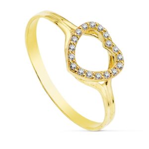 18K SORTIJA ORO AMARILLO CORAZON 8 MM CIRCONITAS