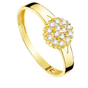 18K SORTIJA ORO AMARILLO CUAJO CON CIRCONITAS 7X7 MM ANCHO CUERPO 2.5 MM