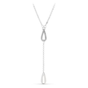 18K GARGANTILLA ORO BLANCO GOTA CON CIRCONITAS